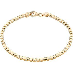 Women's 18K Gold Over 925 Sterling Silver Organic Cube Bead Chain Bracelet